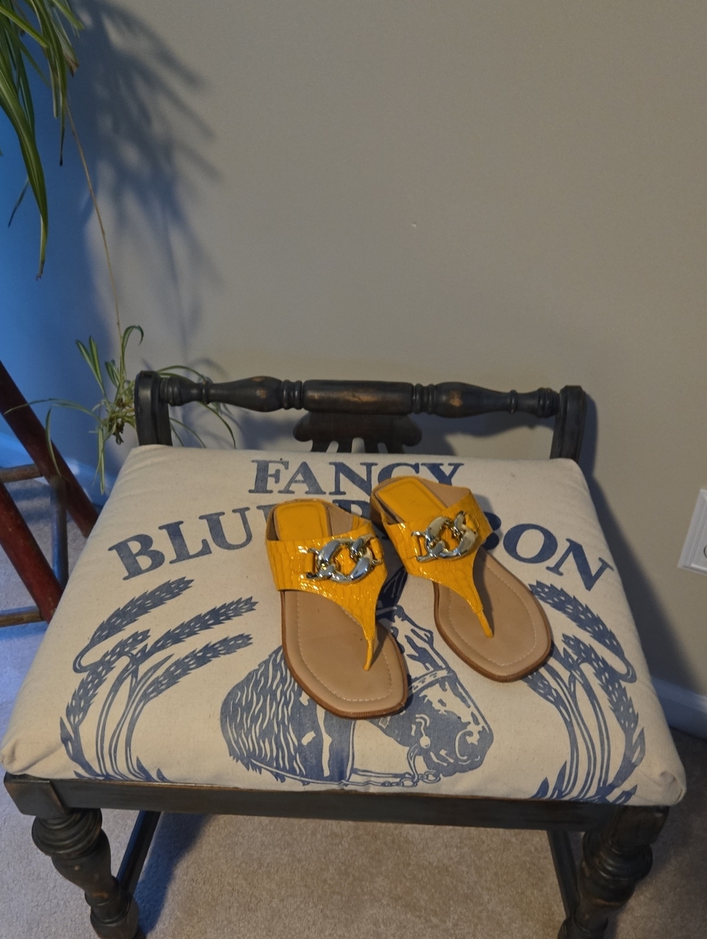 Donald J. Pliner yellow patent leather sandals